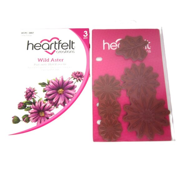 Heartfelt Creations Wild Aster Cling Stamps 3 Pcs Floral Summer Spring - Picture 1 of 3